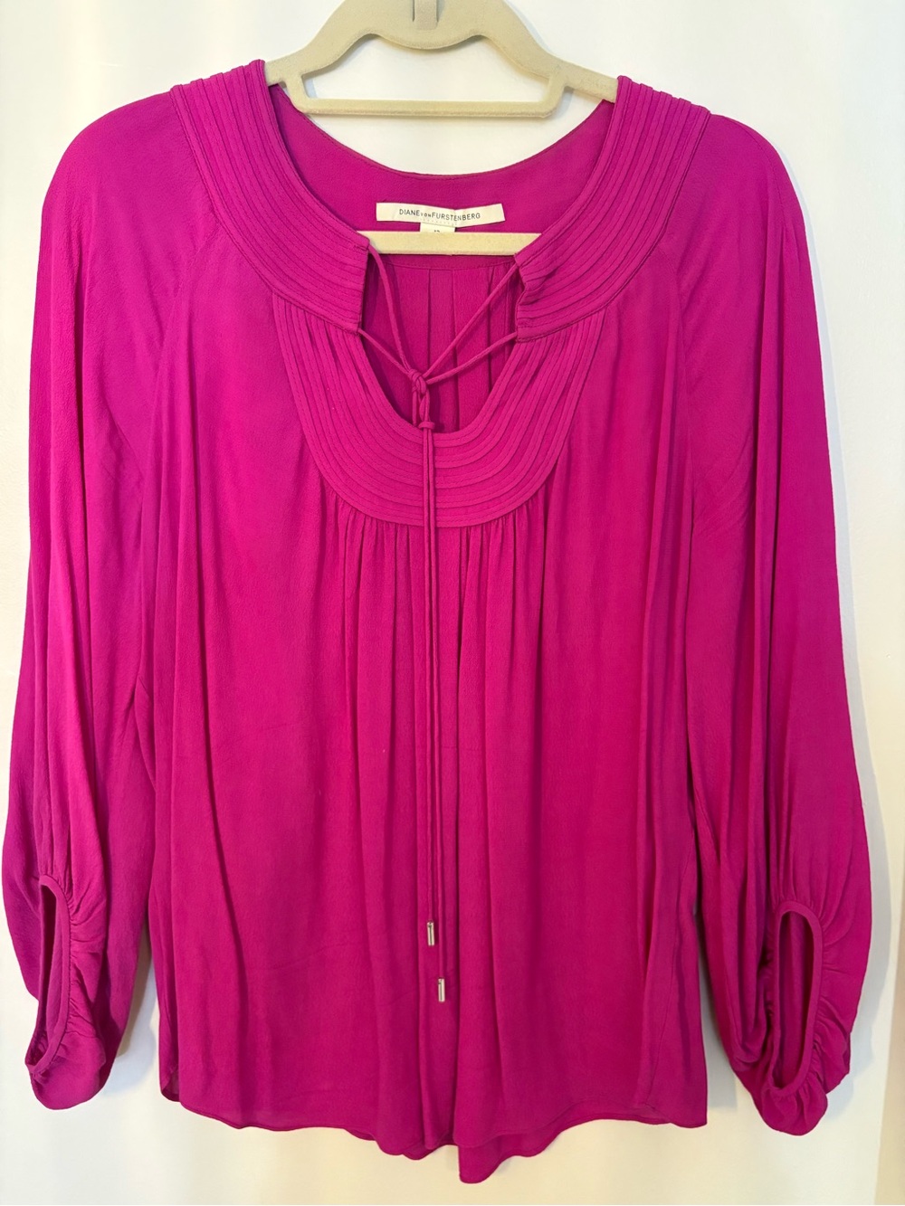 Diane Von Furstenberg Bright Fuchsia Tie-Front Blouse